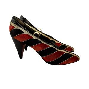 Stephane Kelian PARIS VINTAGE French Heel Black Patent Euro 7 brand new
